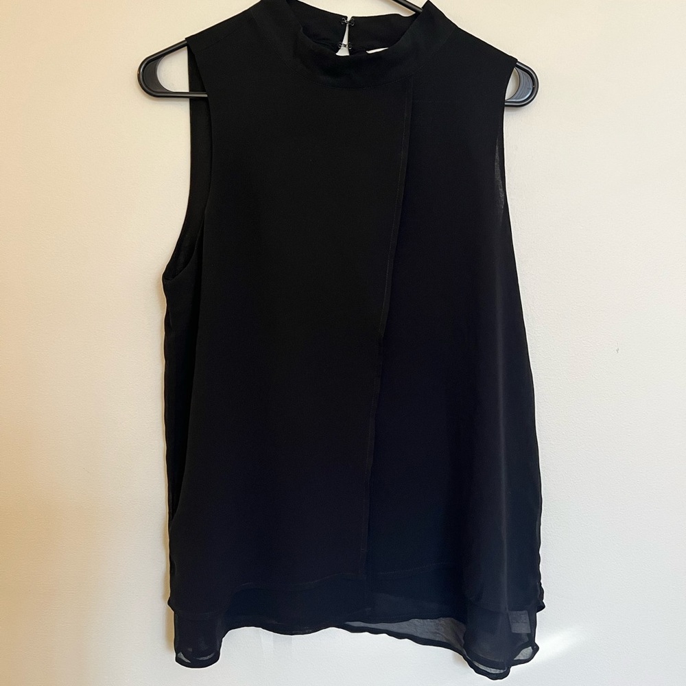 White House Black Market Asymmetrical Draped Sleeveless Blouse - Size Medium